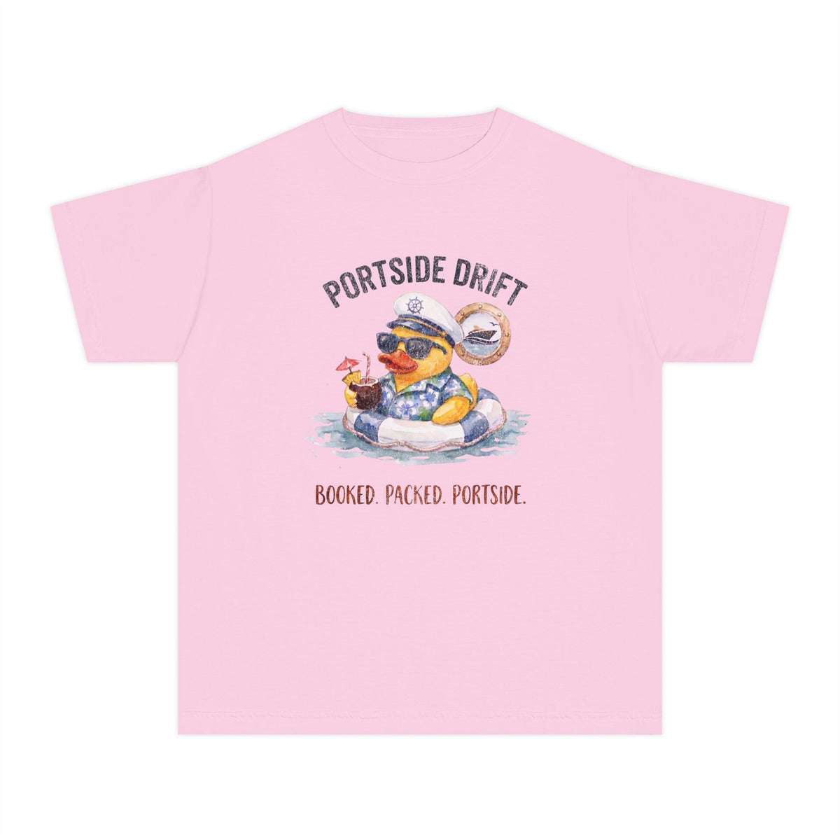Youth Tee — "Portside Drift" (Booked. Packed. Portside.)