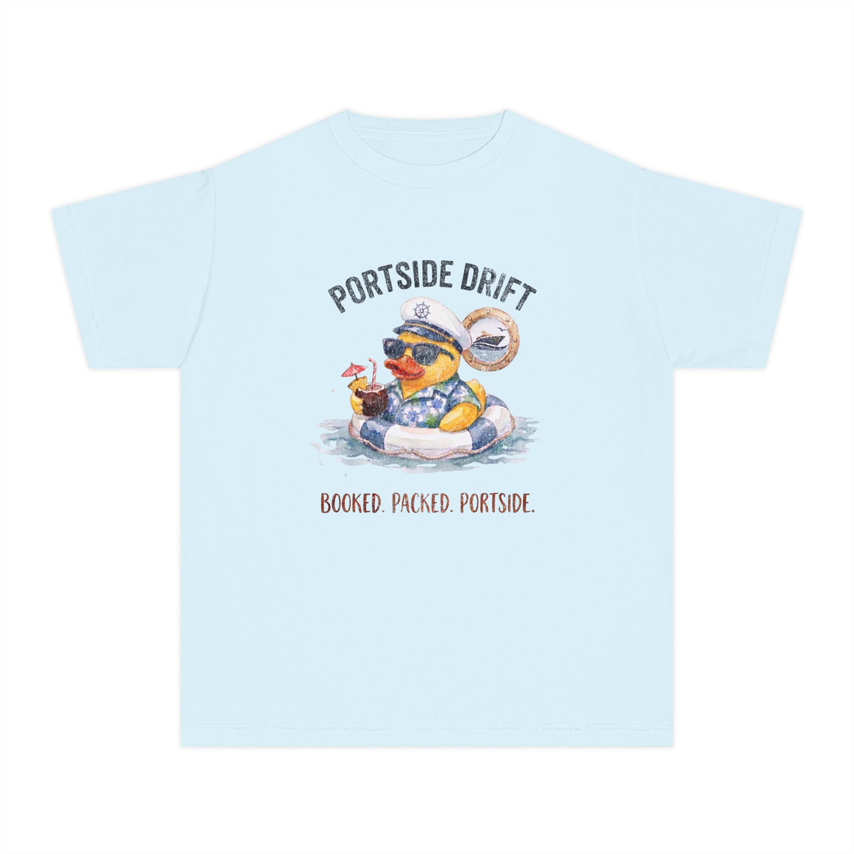 Youth Tee — "Portside Drift" (Booked. Packed. Portside.)