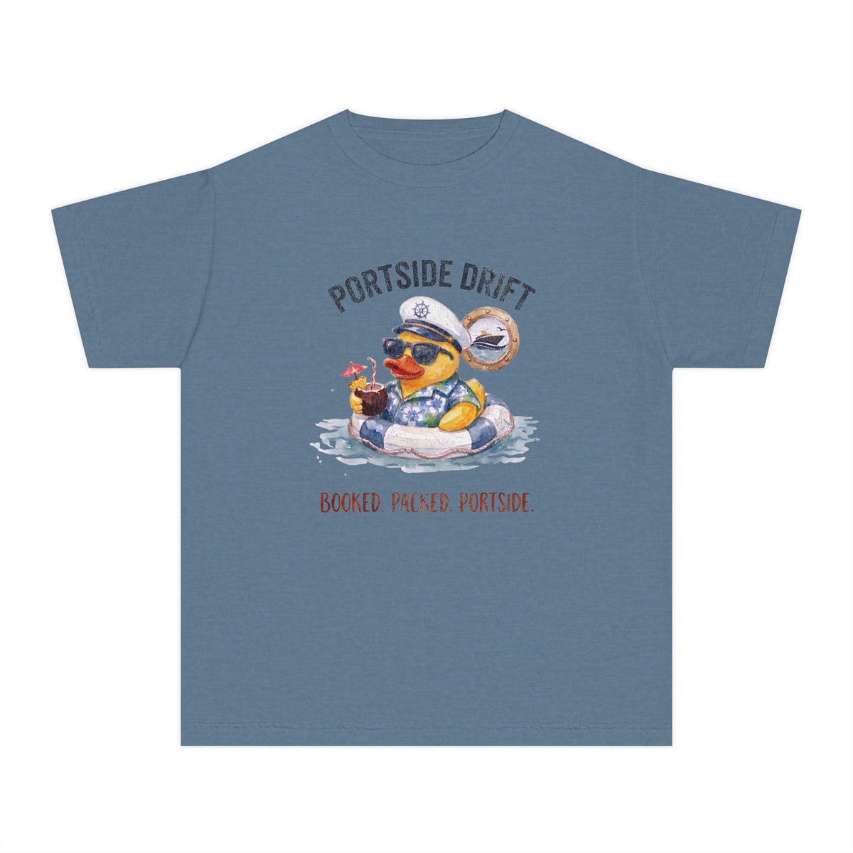 Youth Tee — "Portside Drift" (Booked. Packed. Portside.)