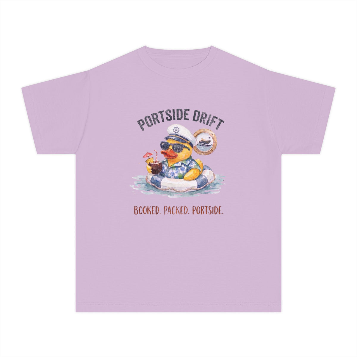 Youth Tee — "Portside Drift" (Booked. Packed. Portside.)