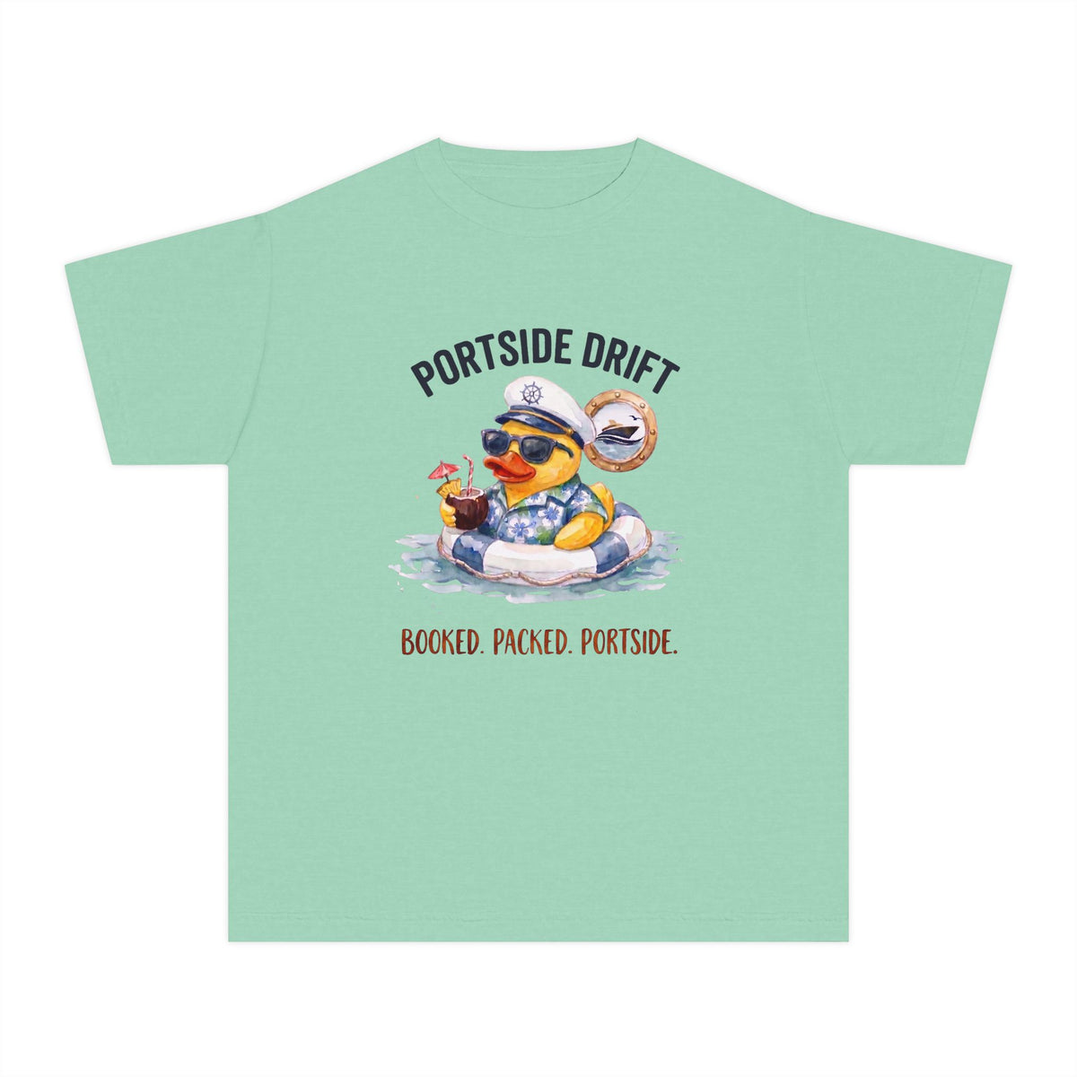 Youth Tee — "Portside Drift" (Booked. Packed. Portside.)