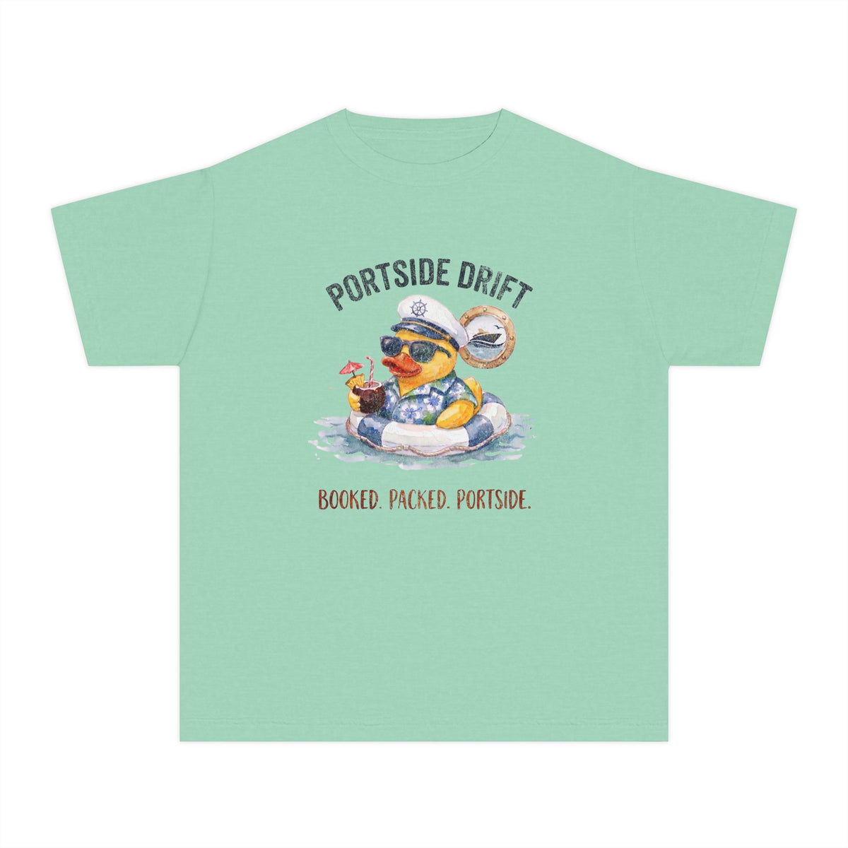 Youth Tee — "Portside Drift" (Booked. Packed. Portside.)