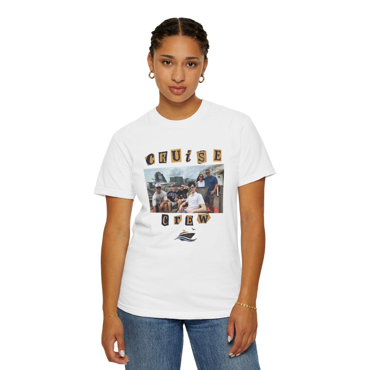 Personalized Cruise Crew Photo Shirt, Custom Picture T-Shirt, Family Cruise Keepsakerment-Dyed T-shirt