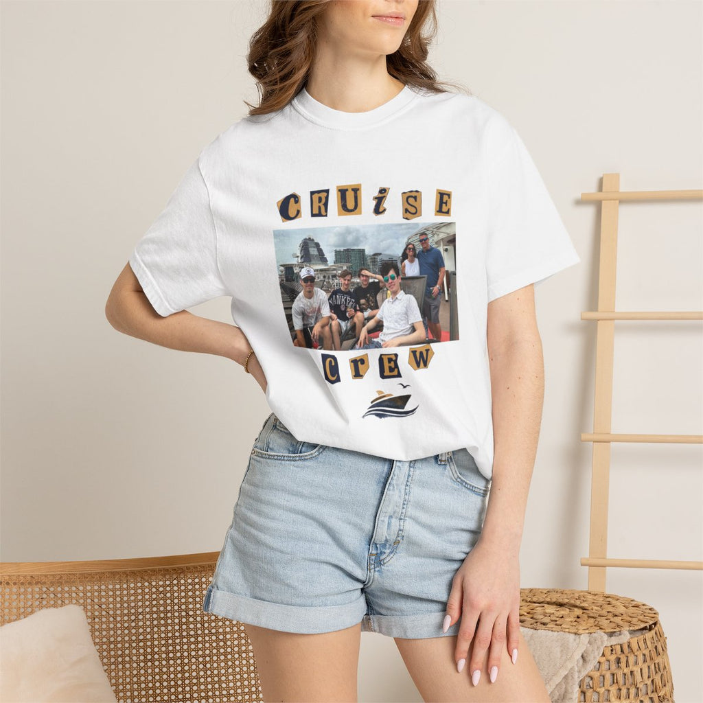 Personalized Cruise Crew Photo Shirt, Custom Picture T-Shirt, Family Cruise Keepsakerment-Dyed T-shirt