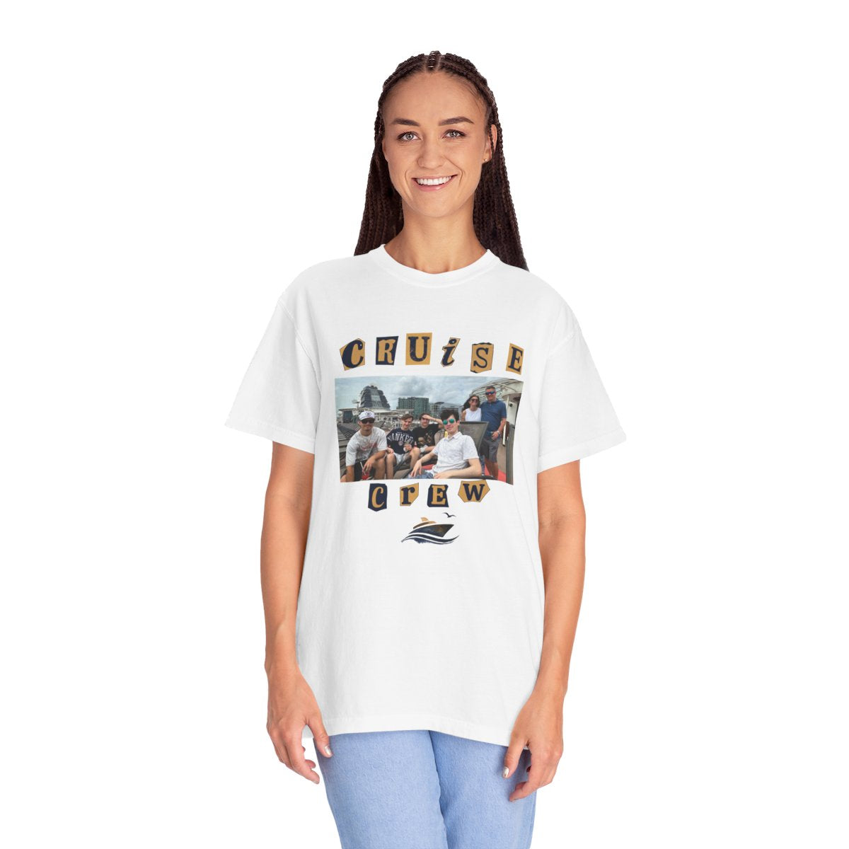 Personalized Cruise Crew Photo Shirt, Custom Picture T-Shirt, Family Cruise Keepsakerment-Dyed T-shirt